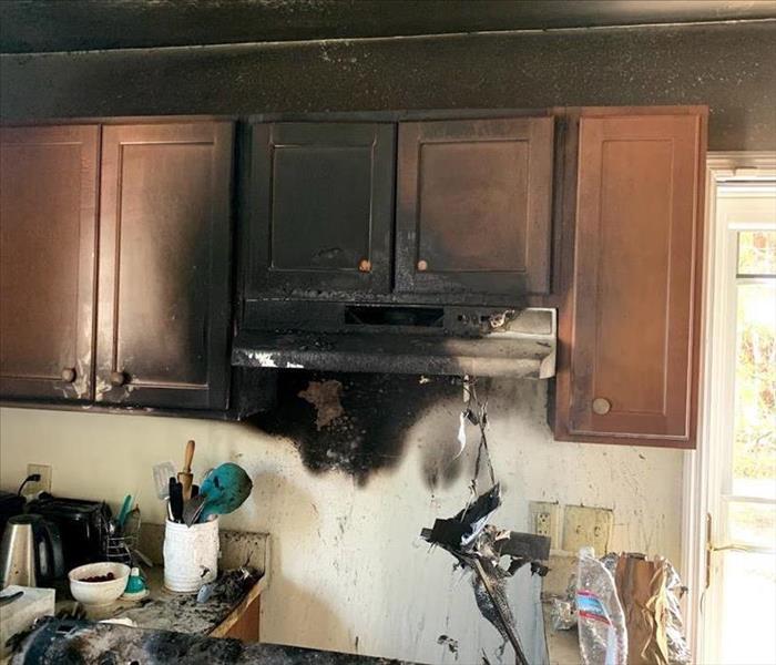 Fire damage in kitchen 